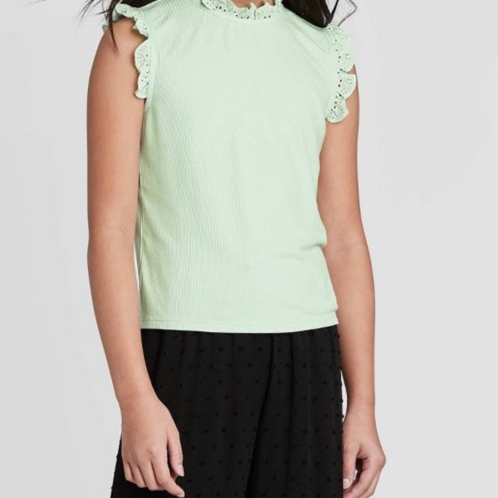 Eyelet Ribbed Tank top girls 10/12 mint green‎